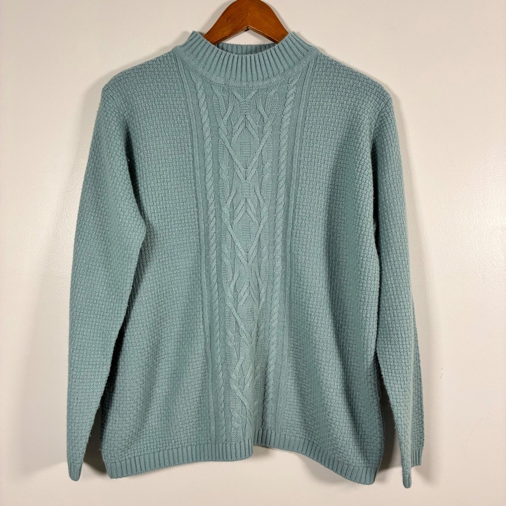 Isle Sweater L Cable Knit Classic Cozy Coastal Grandma Cottage Preppy Hygge